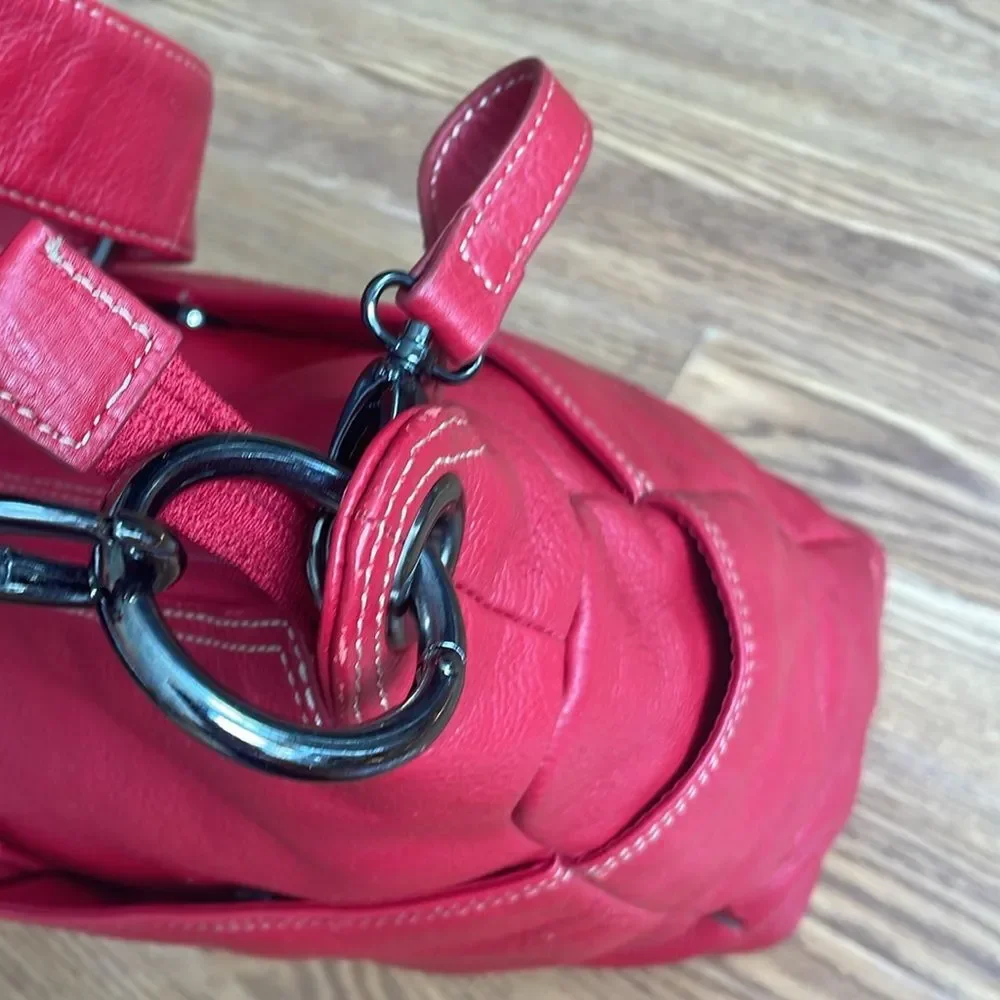 OiOi Diaper Bag Pompeian Red Leather Two Pocket Hobo Quality Made Retails $230